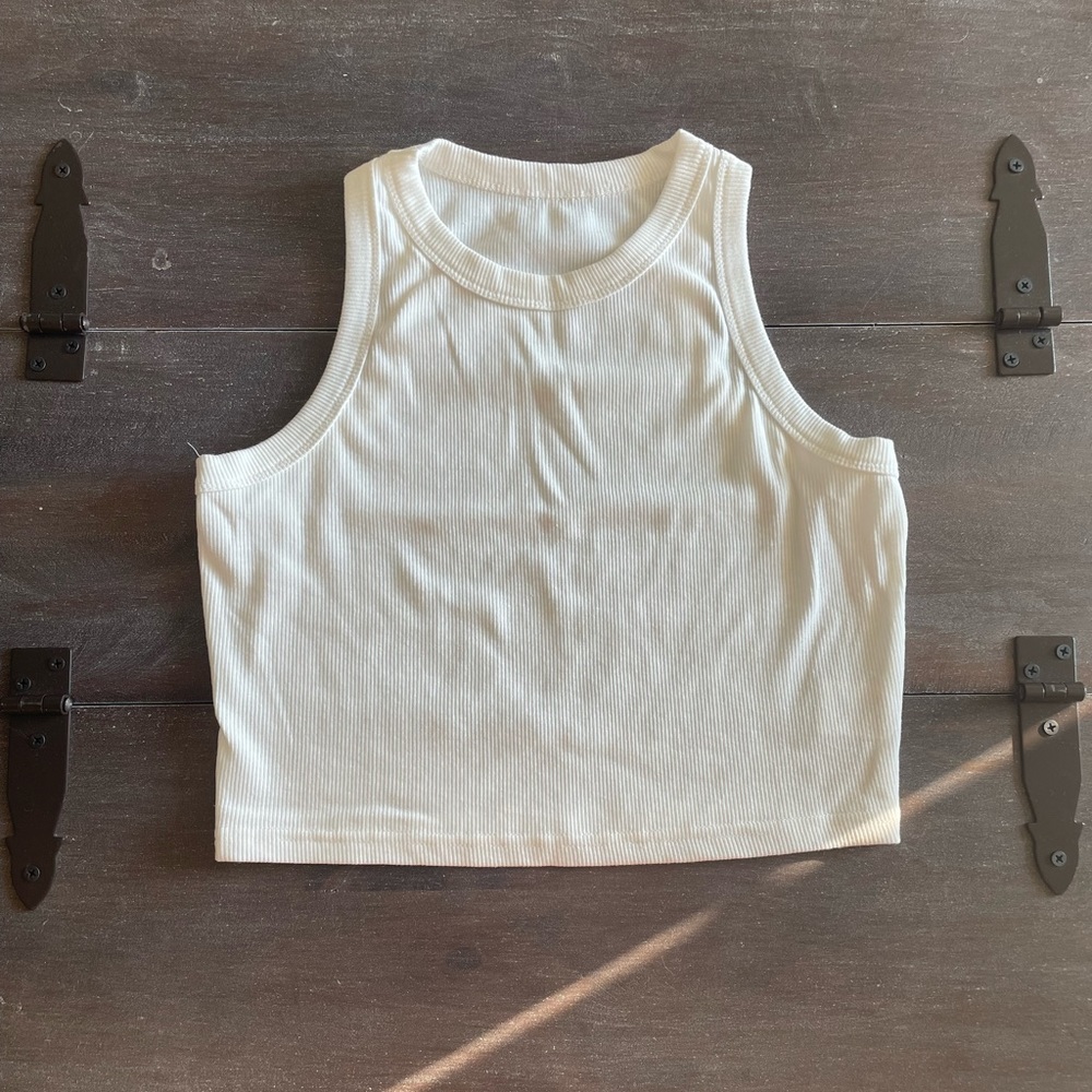 White Cropped Tank Top